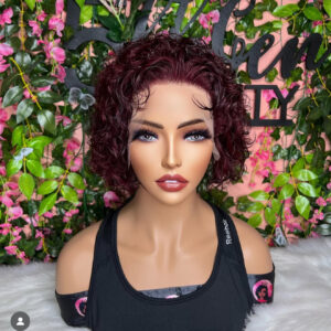Burgundy Curly Pixie