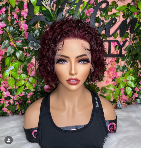 Burgundy Curly Pixie
