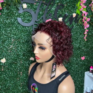 Burgundy Curly Pixie