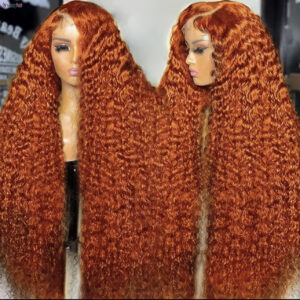 Custom: 28" Burn Orange Water wave 360 Wig